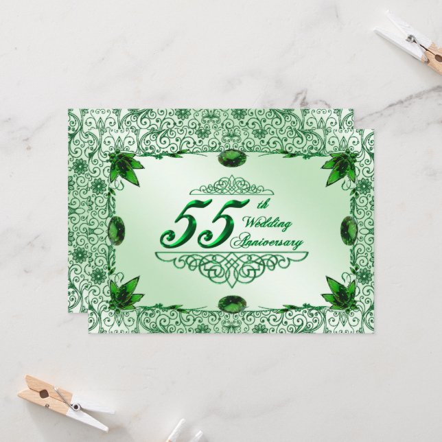 Elegant 55th Wedding Anniversary 5x7 Invitation (Front/Back In Situ)