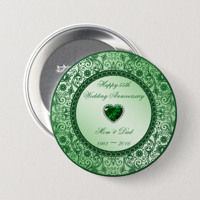 Elegant 55th Wedding Anniversary Button (Front & Back)