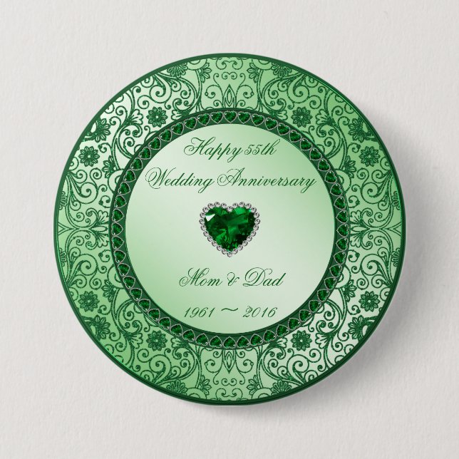 Elegant 55th Wedding Anniversary Button (Front)