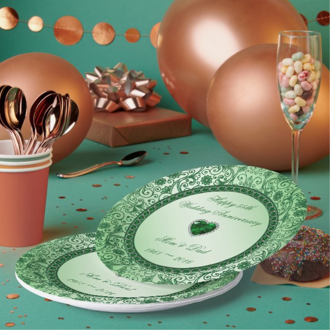 Elegant 55th Wedding Anniversary Paper Plate (Multi)