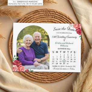 Elegant 55th Wedding Anniversary Photo Calendar Save The Date