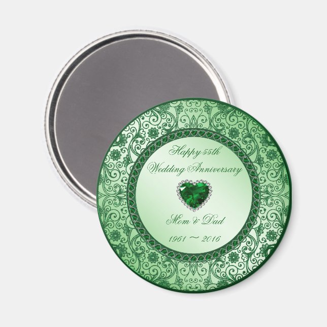 Elegant 55th Wedding Anniversary Round Magnet (Front/Back)