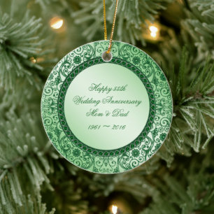 Elegant 55th Wedding Anniversary Round Ornament