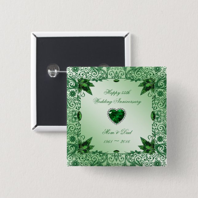 Elegant 55th Wedding Anniversary Square Button (Front & Back)