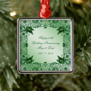 Elegant 55th Wedding Anniversary Square Ornament