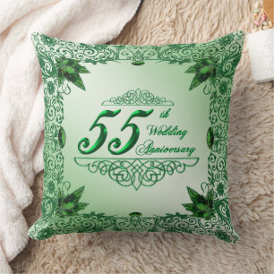 Elegant 55th Wedding Anniversary Throw Pillow