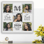 Elegant 5 Photo Collage Personalised Graduation Faux Canvas Print<br><div class="desc">Celebrate your graduate with these modern and elegant photo collage graduation canvas print. Customise with 5 of your favourite senior or college photos, and personalise with monogram initial, name, graduating year, high school or college name. Inspirational quote: "Take Pride in how far you have come, Have Faith in how far...</div>