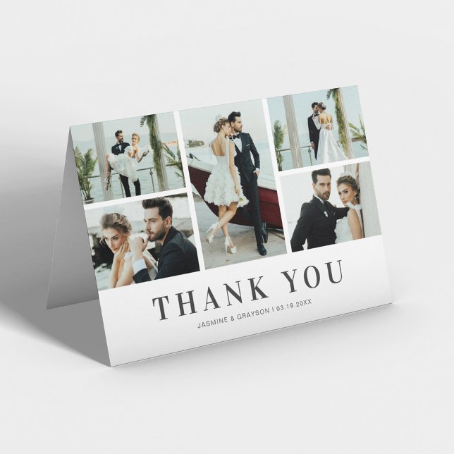 Elegant 5 Photo Wedding Thank You Card (Creator Uploaded)