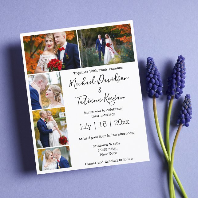 elegant 5 photos collage modern wedding invitation (Creator Uploaded)