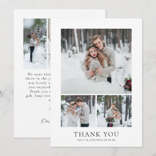 Elegant 5 Photos Collage Wedding Thank you Card