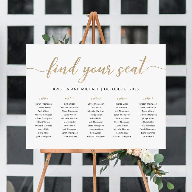 Elegant 5 Tables Find Your Seat Seating Chart (Creator Uploaded)
