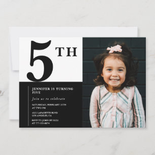 Elegant 5th birthday invitation Girl Chic Photo