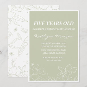 Elegant 5th birthday invitations Modern Floral