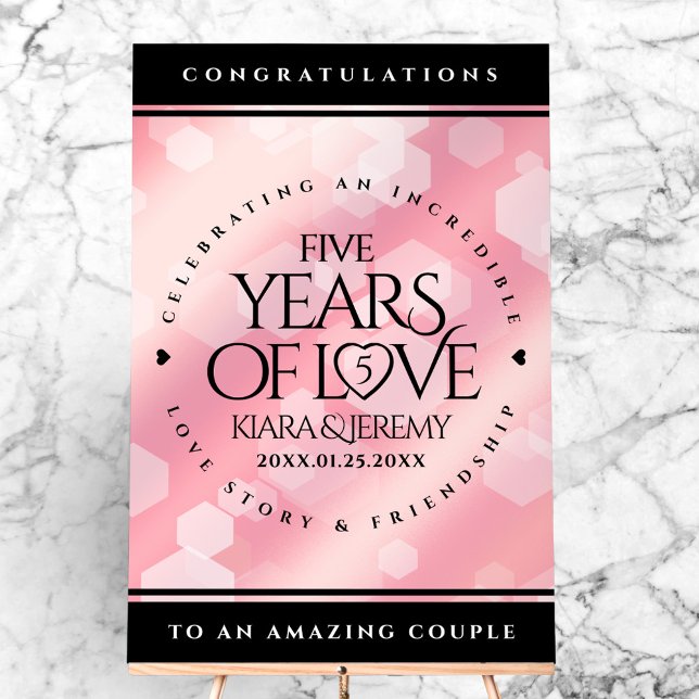 Elegant 5th Rose Quartz Wedding Anniversary Acrylic Sign (Elegant 5th Rose Quartz Wedding Anniversary Acrylic Sign Cover Photo)