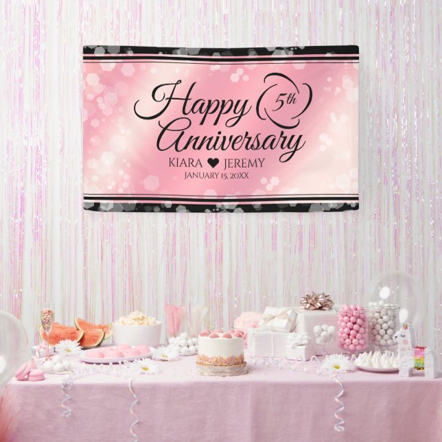 Elegant 5th Rose Quartz Wedding Anniversary Banner (Party)