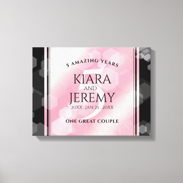 Elegant 5th Rose Quartz Wedding Anniversary Canvas Print (Front)