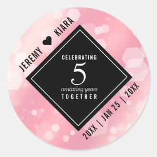 Elegant 5th Rose Quartz Wedding Anniversary Classic Round Sticker