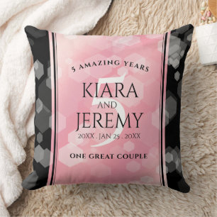 Elegant 5th Rose Quartz Wedding Anniversary Cushion