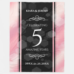 Elegant 5th Rose Quartz Wedding Anniversary Fleece Blanket