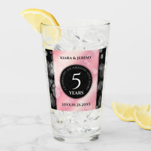 Elegant 5th Rose Quartz Wedding Anniversary Glass