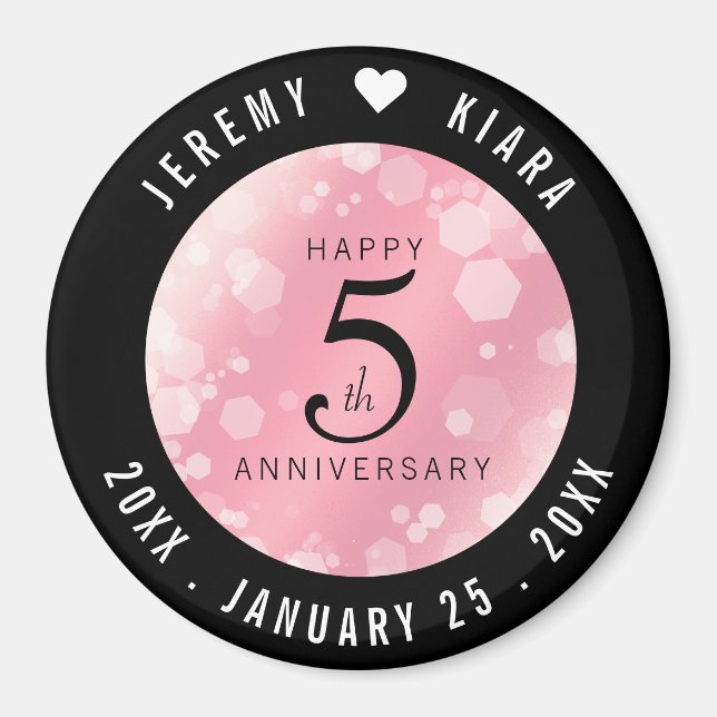 Elegant 5th Rose Quartz Wedding Anniversary Magnet (Front)
