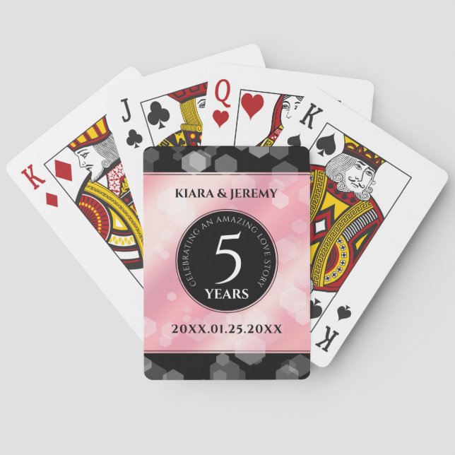 Elegant 5th Rose Quartz Wedding Anniversary Playing Cards (Back)