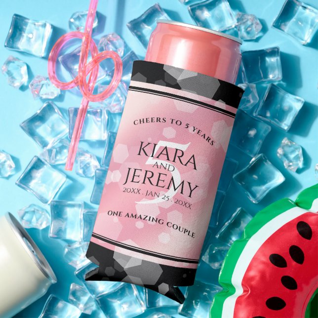 Elegant 5th Rose Quartz Wedding Anniversary Seltzer Can Cooler (In Situ Summer)