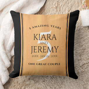 Elegant 5th Wood Wedding Anniversary Celebration Cushion