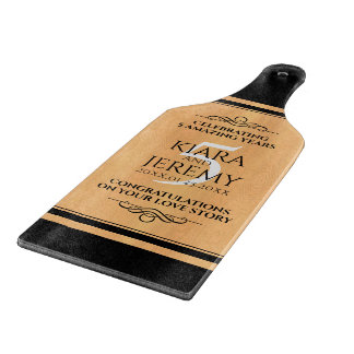 Elegant 5th Wood Wedding Anniversary Celebration Cutting Board