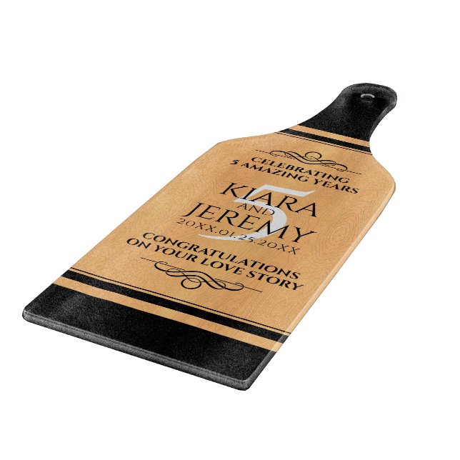 Elegant 5th Wood Wedding Anniversary Celebration Cutting Board (Corner)
