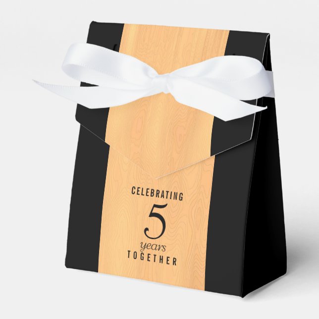 Elegant 5th Wood Wedding Anniversary Celebration Favour Box (Front Side)