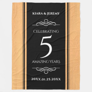 Elegant 5th Wood Wedding Anniversary Celebration Fleece Blanket