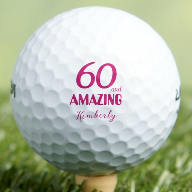 Elegant 60 and amazing pink birthday golf balls (Creator Uploaded)