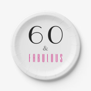Elegant 60 and Fabulous 60th Birthday Party Paper Plate