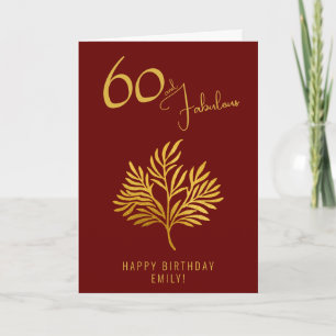 Elegant 60 and Fabulous Gold Twigs 60th Birthday  Card