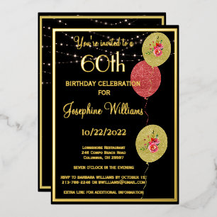 Elegant 60 Sixty Birthday Black REAL Gold