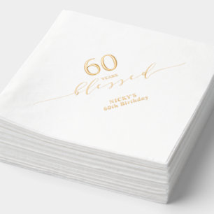 Elegant 60 years Blessed Adult Birthday Party Foil Napkins