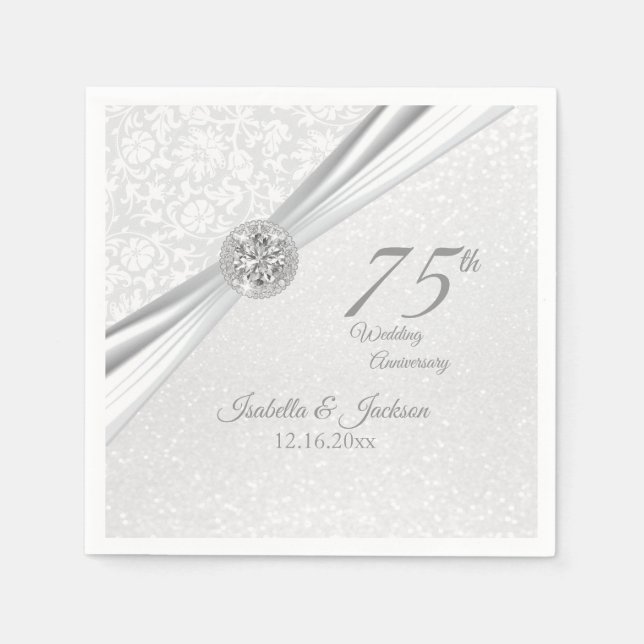 Elegant 60th / 75th Diamond Anniversary Design Napkin (Front)