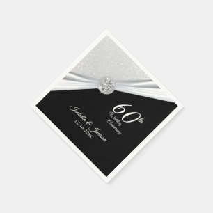 Elegant 60th / 75th Diamond Glitter Anniversary Na Napkin