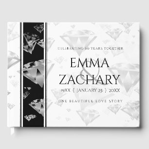Elegant 60th 75th Diamond Wedding Anniversary Guest Book