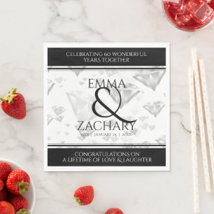 Elegant 60th 75th Diamond Wedding Anniversary Napkin