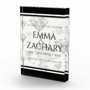 Elegant 60th 75th Diamond Wedding Anniversary Photo Block