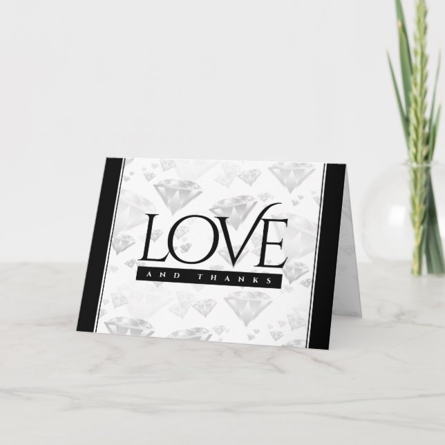 Elegant 60th 75th Diamond Wedding Anniversary Thank You Card (Front)