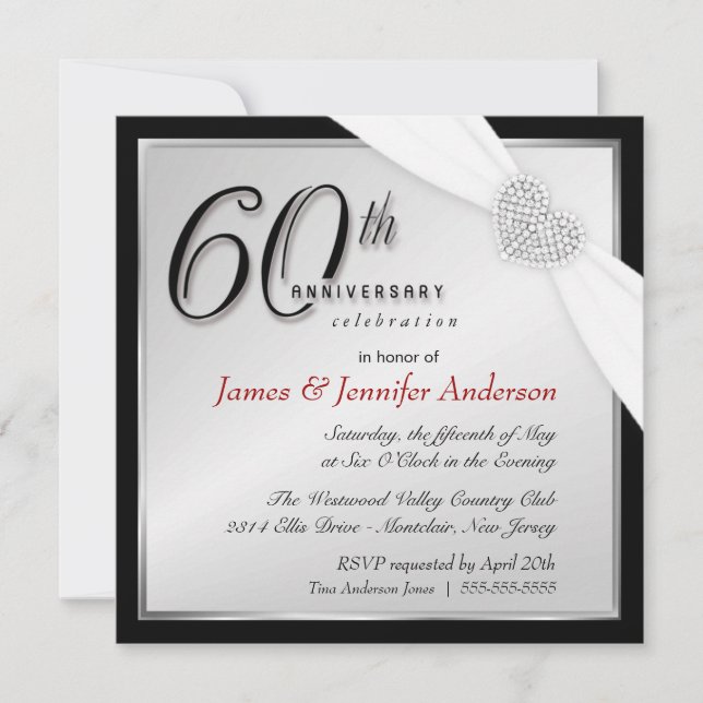 Elegant 60th Annniversary Party Invitations (Front)