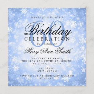 Elegant 60th Birthday Blue Winter Wonderland Invitation