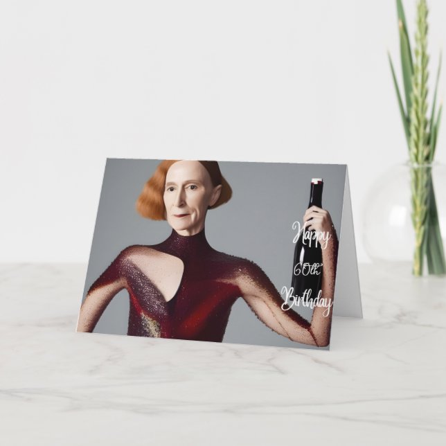 Elegant 60th Birthday Card for A Wine Mum (Front)