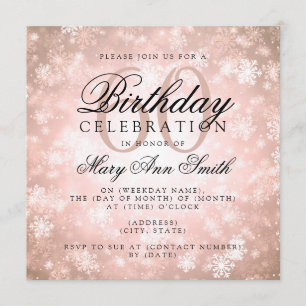 Elegant 60th Birthday Copper Winter Wonderland Invitation