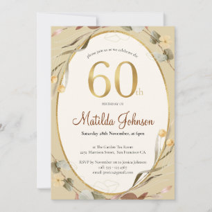 Elegant 60th Birthday Floral Warm Autumn Colours Invitation