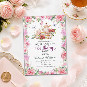 Elegant 60th Birthday High Tea Party Invitation