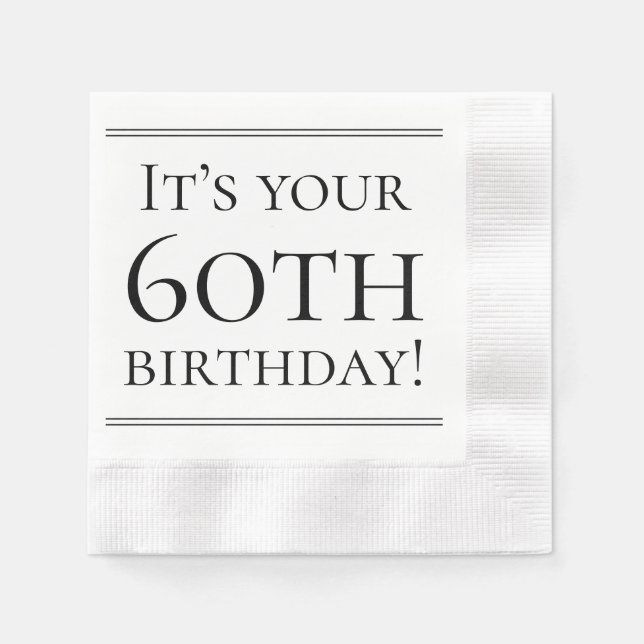 Elegant 60th Birthday Paper Napkins (Front)